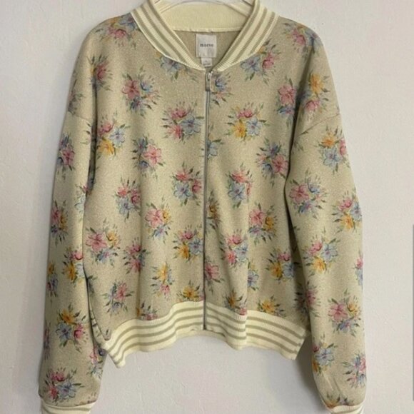 Brand New Maeve Lurex Printed Knit Bomber Jacket - Picture 6 of 10